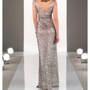 Sorella Vita gold sequin bridesmaid dress.